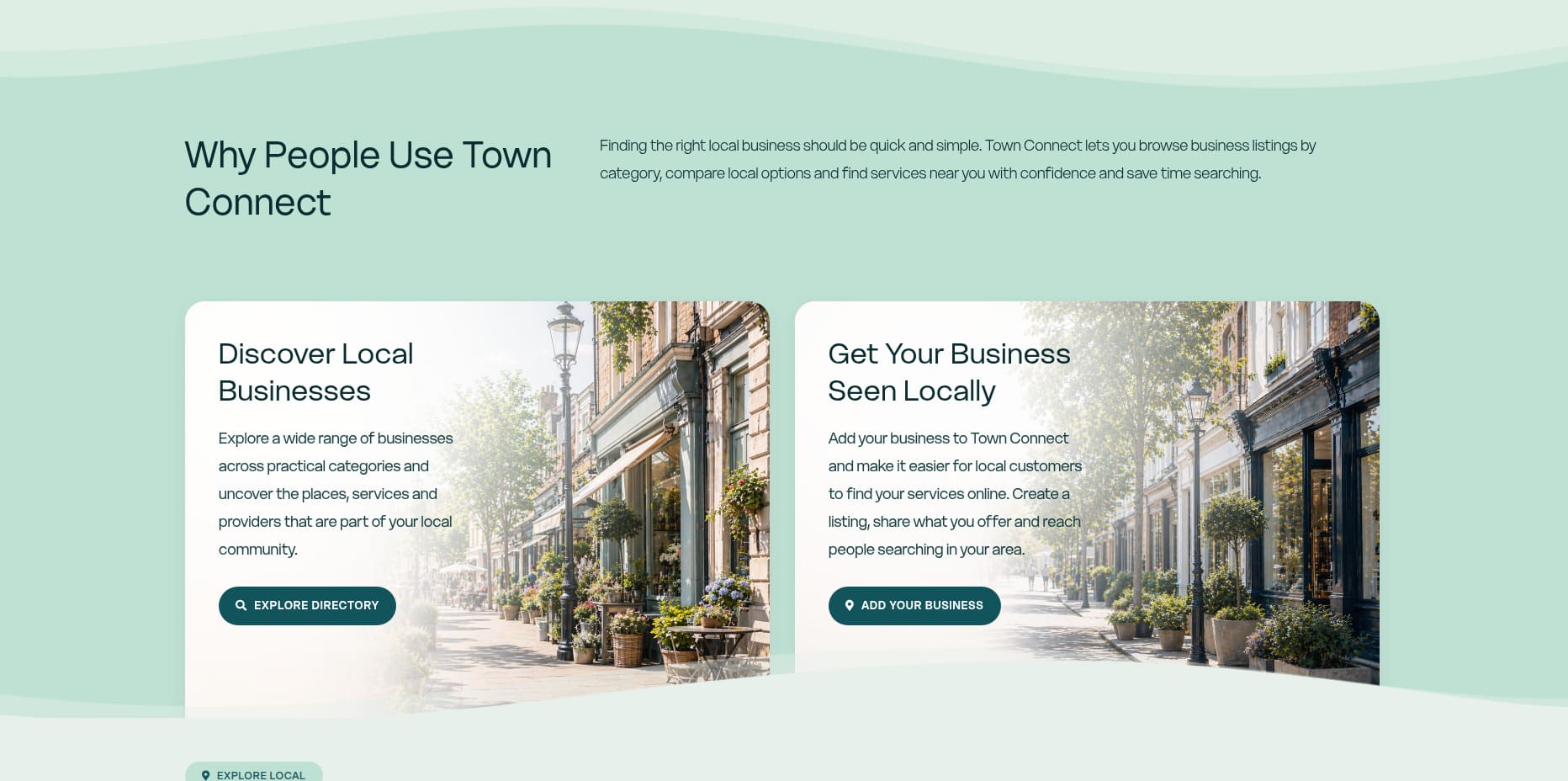 Town Connect home section