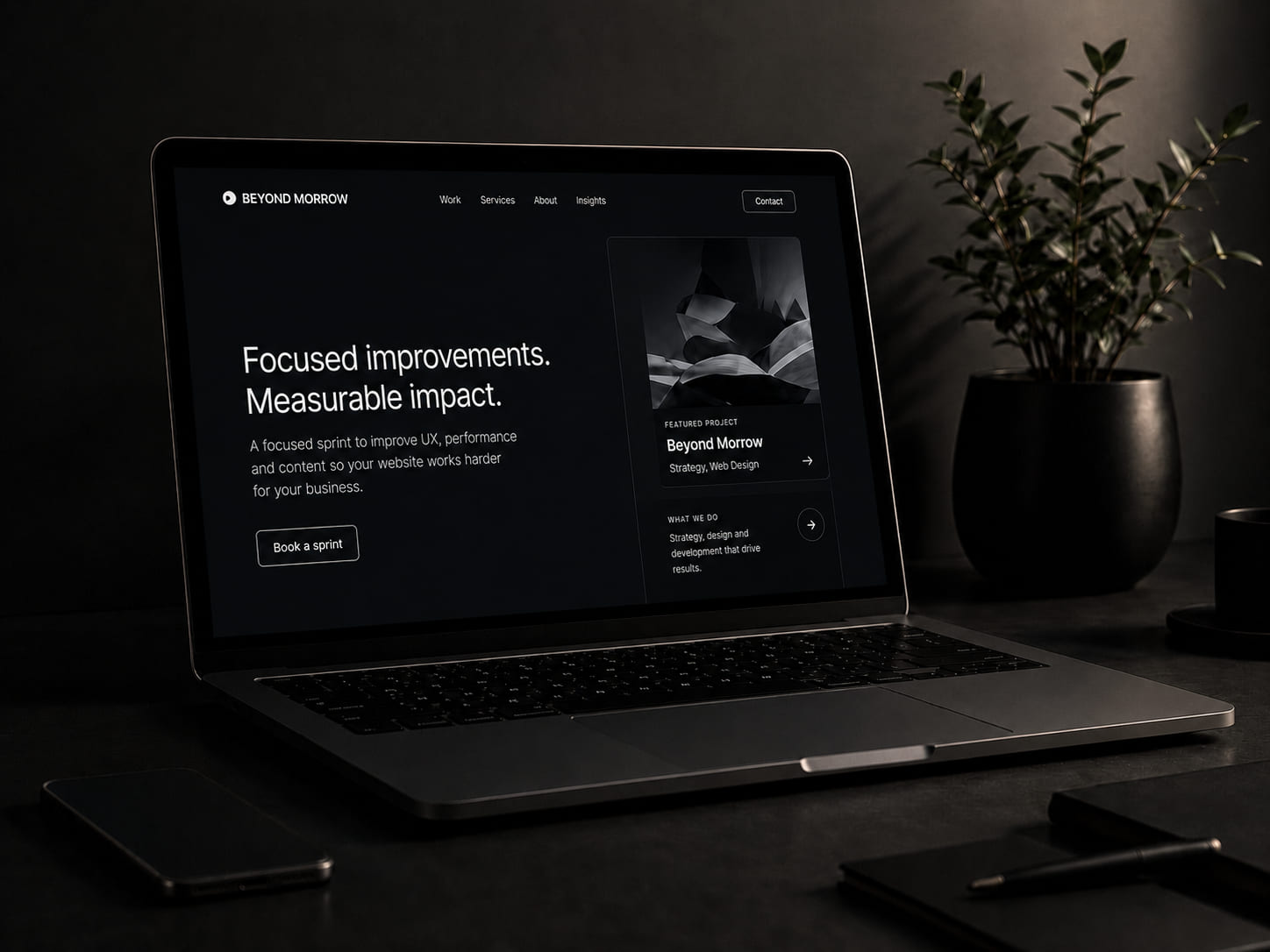 Website improvement project displayed on laptop